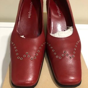 Apostrophe Red Leather Pumps